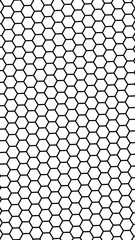 Black honeycomb on a white background. Isometric geometry. Vertical image orientation. 3D illustration