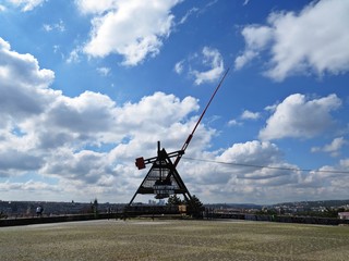 Modern Prague Metronome Monument and Scenic View Point Tourist Attraction, Prague, Czech Republic, June 2018