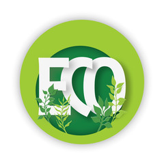 Eco friendly product Paper art logo with plants elements