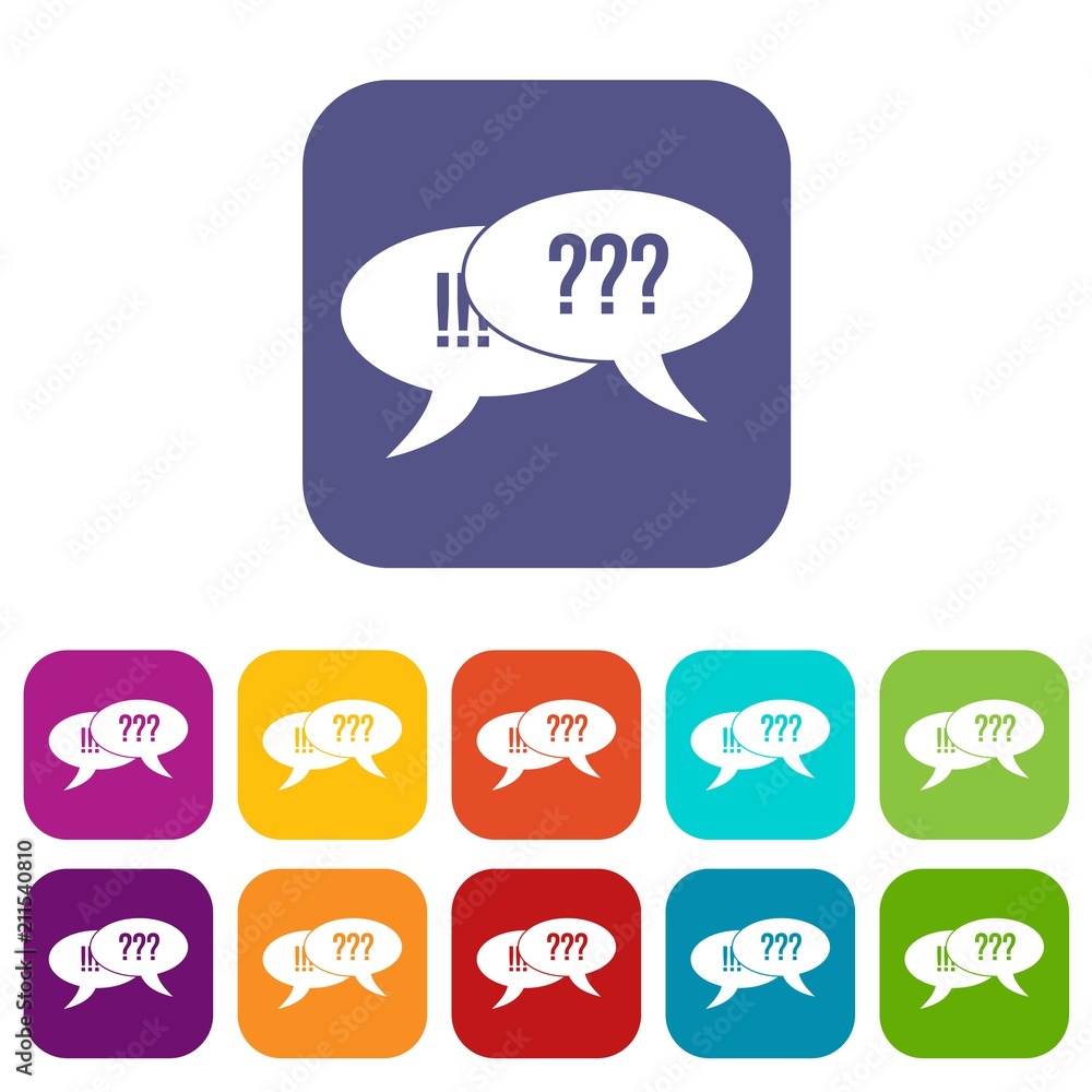 Poster question and exclamation speech bubbles in simple style isolated on white background vector illustra