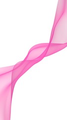 Abstract pink wave. Bright pink ribbon on white background. Pink scarf. Abstract smoke. Raster air background. Vertical image orientation. 3D illustration