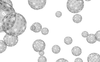 Bitcoin economic financial bubble. Cryptocurrency 3D illustration. Digital white background. Business concept.