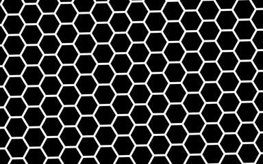 White honeycomb on a black background. Isometric geometry. 3D illustration