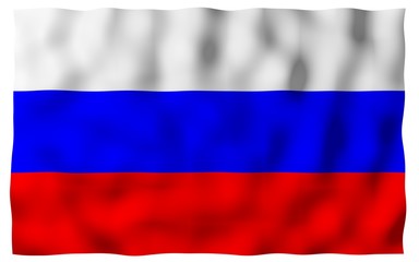 Waving flag of the Russian Federation. The National. State symbol of the Russia. 3D illustration