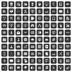 100 database and cloud icons set in black color isolated vector illustration