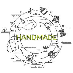 Flat colorful design concept for Handmade. Infographic idea of making creative products..Template for website banner, flyer and poster.