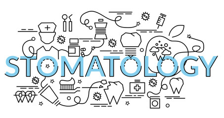 Flat colorful design concept for Stomatology. Infographic idea of making creative products..Template for website banner, flyer and poster.