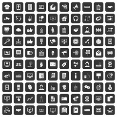 100 data exchange icons set in black color isolated vector illustration