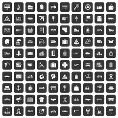 100 delivery icons set in black color isolated vector illustration