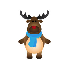 Cute Christmas Reindeer flat style isolated on white background.