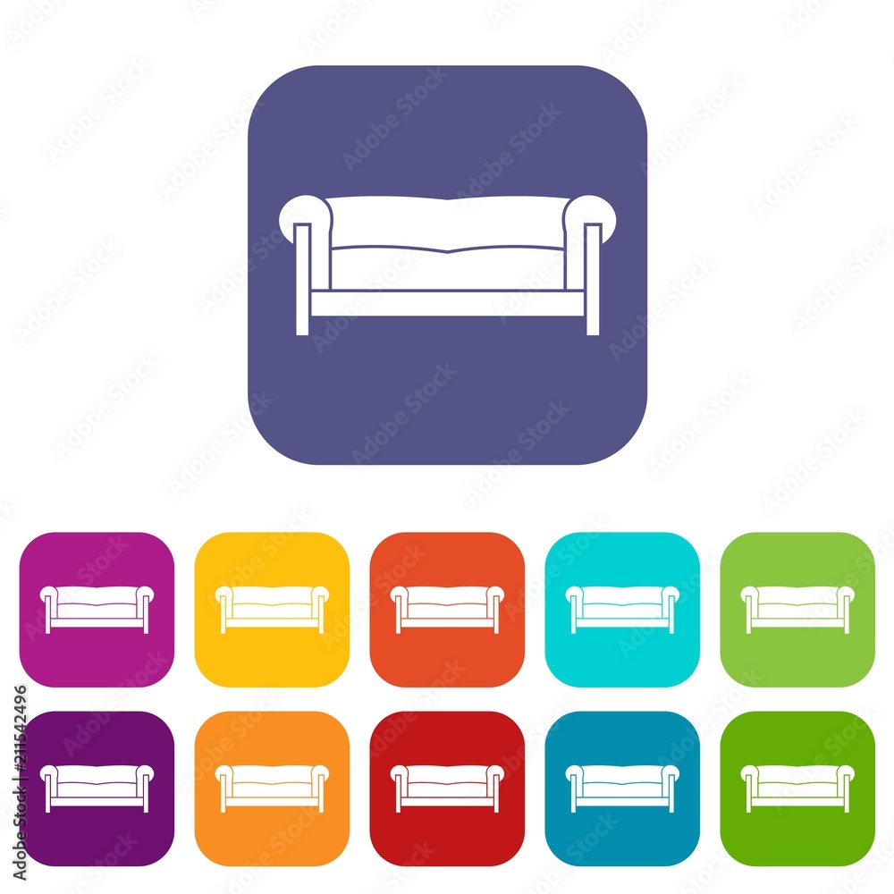 Poster sofa in simple style isolated on white background vector illustration