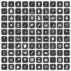100 diagnostic icons set in black color isolated vector illustration