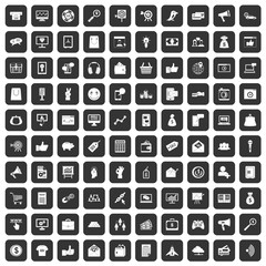 100 digital marketing icons set in black color isolated vector illustration