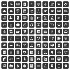 100 discussion icons set in black color isolated vector illustration