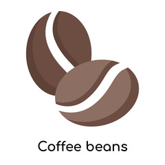 Coffee beans icon vector sign and symbol isolated on white background, Coffee beans logo concept