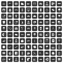 100 dispatcher icons set in black color isolated vector illustration