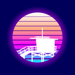 Recto Venice Beach Sunset. EPS10 Vector With Transparency