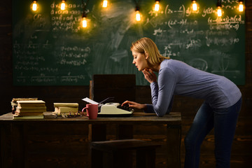 New technology in modern school. Private detective research. Information. Back to school....