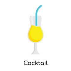Cocktail icon vector sign and symbol isolated on white background, Cocktail logo concept