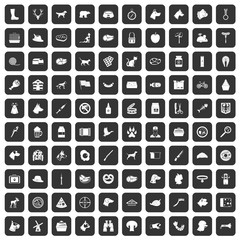 100 dog icons set in black color isolated vector illustration