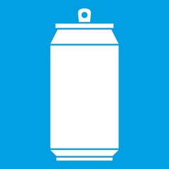 Can icon white isolated on blue background vector illustration