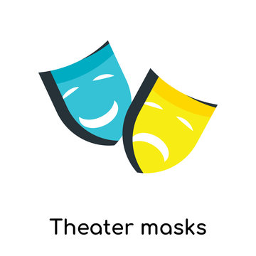 Theater masks icon vector sign and symbol isolated on white background, Theater masks logo concept