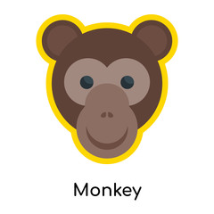 Monkey icon vector sign and symbol isolated on white background, Monkey logo concept