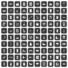 100 ecology icons set in black color isolated vector illustration