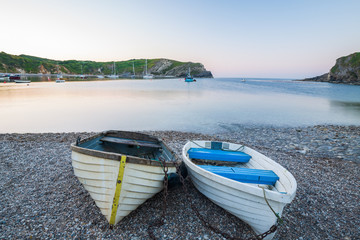 the famous circular bay of Lulworth Cove in the south of England