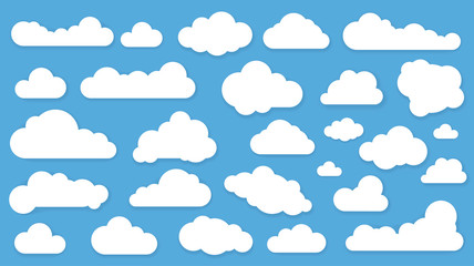 clouds in blue sky vrctor icon set