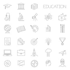 Thin line vector education icon set