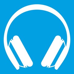 Protective headphones icon white isolated on blue background vector illustration