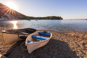 the famous circular bay of Lulworth Cove in the south of England