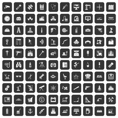100 equipment icons set in black color isolated vector illustration