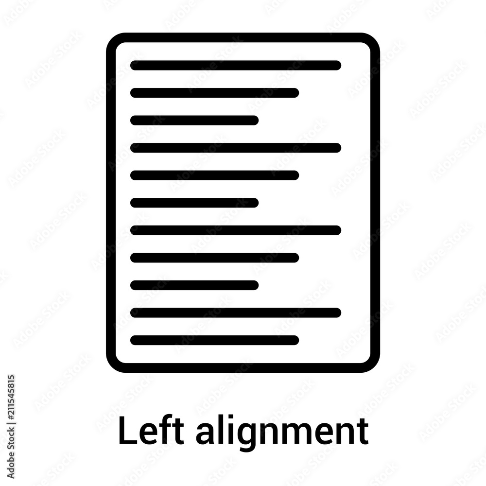 Poster left alignment icon vector sign and symbol isolated on white background, left alignment logo concept