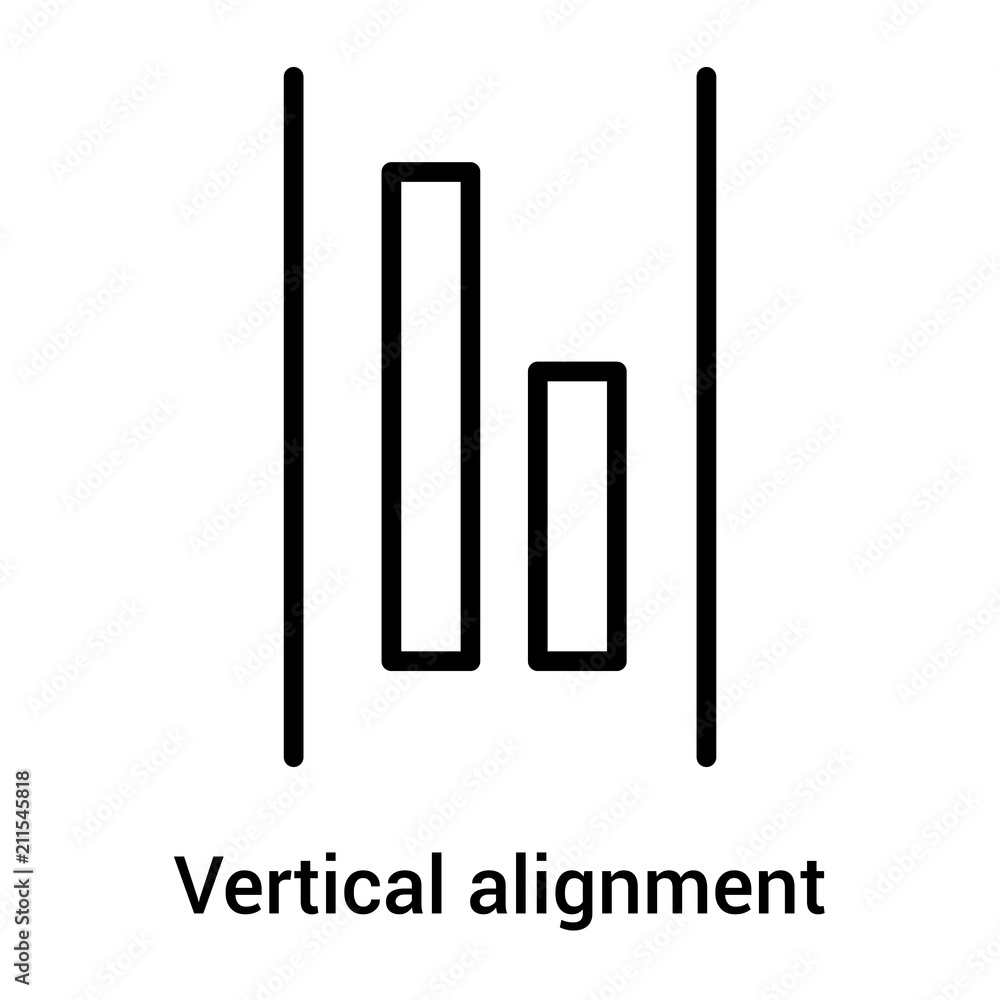 Poster vertical alignment icon vector sign and symbol isolated on white background, vertical alignment logo