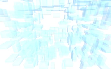 Blue and white abstract digital and technology background. The pattern with repeating rectangles. 3D illustration