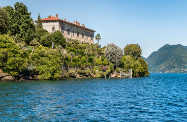 Fototapeta na wymiar Landscape of lake Maggiore and island Madre, is one of the Borromean Islands in Piedmont of north Italy