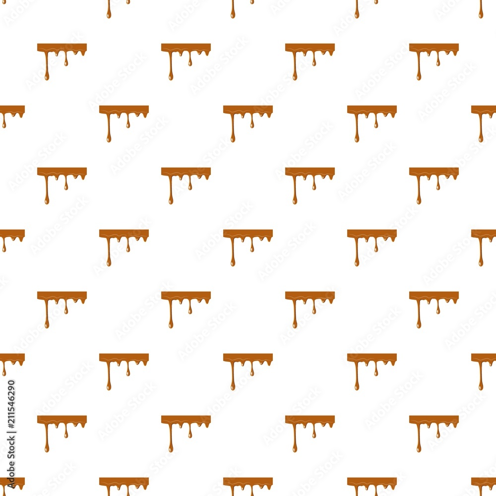 Poster flowing drop of caramel pattern seamless repeat in cartoon style vector illustration