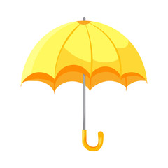 Cartoon Yellow Umbrella flat style icon  isolated on white backg