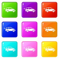 Electric car in simple style isolated on white background vector illustration