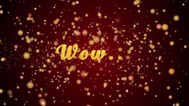 Wow Greeting Card text with sparkling particles shiny background for Celebration,wishes,Events,Message,Holidays,Festival.