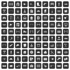 100 fence icons set in black color isolated vector illustration