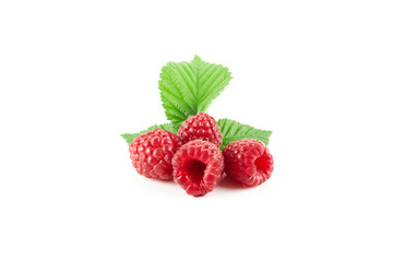 Raspberry with leaves isolated