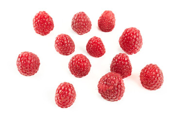 Raspberry with leaves isolated