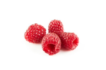 Raspberry with leaves isolated