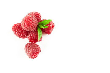 Raspberry with leaves isolated