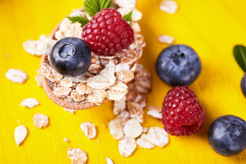 oatmeal porridge with raspberry and blueberry