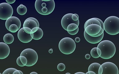 Dark background green mesh bubbles. Wallpaper, texture with bubble. 3D illustration