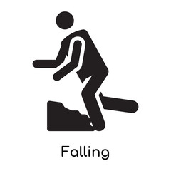 Falling icon vector sign and symbol isolated on white background, Falling logo concept icon